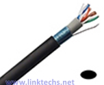 Primus Cable CAT5E Cable, Direct Burial Shielded Solid Copper, Water Blocking PVC Layer, UV Resistant LSZH Outer Jacket, Black, 24 AWG