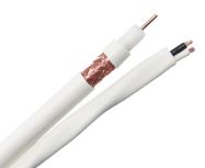 Primus Cable RG6 Coaxial Cable, Siamese CCTV Plenum CMP, 18 AWG BC Conductor, 18/2 AWG Stranded BC Conductors, 95% BC Braid, 1000ft, White